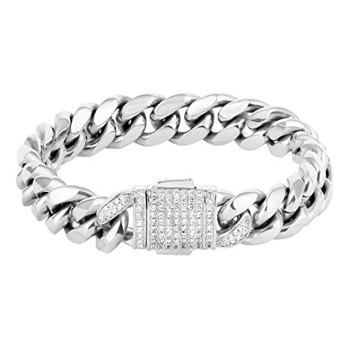 Mens Hip Hop Cuban Link Bracelet, 12mm 18k Gold Iced Out Cuban Curb Link, Urban Street-wear - Samuels Jewelers