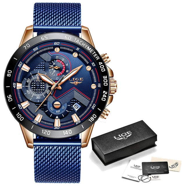 Casual Mesh Belt Quartz Gold Watch Men Luxury Waterproof - Samuels Jewelers